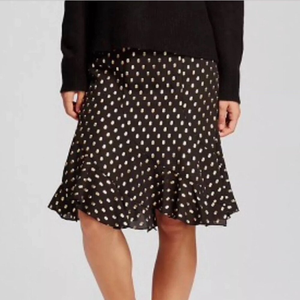 Who What Wear | black & gold dot midi swing skirt NWOT